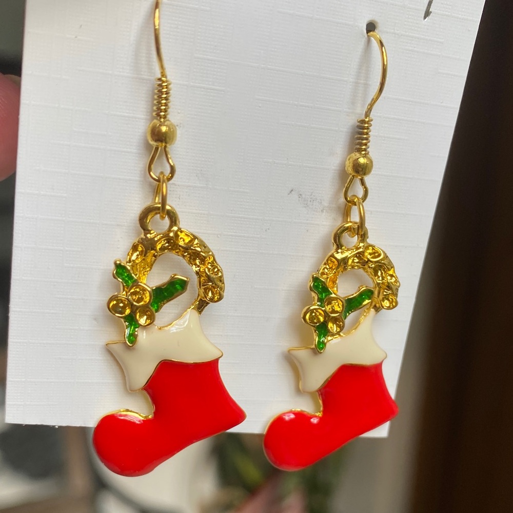 Festive Red and Gold Stocking Earrings